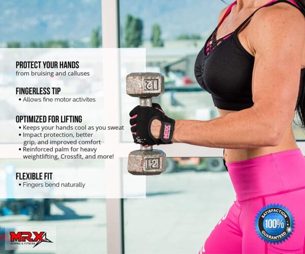 MRX Ladies Weight Lifting Gloves Women Fitness Training Exercise Glove Anti Slip Padded Shock-Absorbing Extra Grip Crossfit Multi Colors