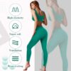 4 Pcs Women's Workout Sets Pilates Exercise Outfit Ribbed Scoop Neck Sports Bra Shorts Leggings Gym Clothes Set