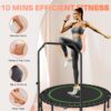 BCAN 450/550 LBS Foldable Mini Trampoline, 40"/48" Fitness Trampoline with Bungees, U Shape Adjustable Foam Handle, Stable & Quiet Exercise Rebounder for Adults Indoor/Outdoor Workout