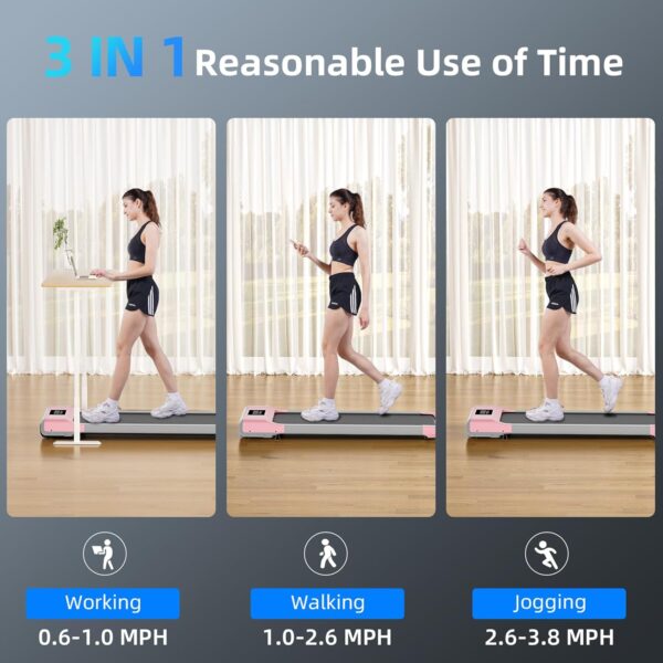 Under Desk Walking Pad Treadmill for Home Office, Intelligent Walk Mat with APP and Remote Control, Portable Exercise Workout Equipment, Super Quiet Walking Jogging Running Machine