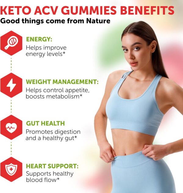 Keto ACV Gummies Advanced Weight Loss - ACV Keto Gummies for Weight Loss for Women and Men - Keto Gummies Supplement - Detox & Cleanse, Digestion - Apple Cider Vinegar - 1 Pack