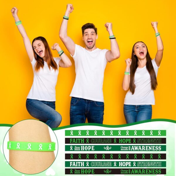 Sosation Mental Health Awareness Bracelet Green Awareness Ribbon Silicone Bracelets with Inspirational Saying Unisex Depression Bracelet for Women Men, 6 Styles