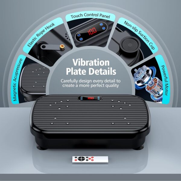 Vibration Plate Exercise Machine, Vibration Plate for Lymphatic Drainage 330 Lbs Capacity Whole Body Vibration Platform Machines Helps Weight Loss Shaping Toning Wellness Home Gyms Office