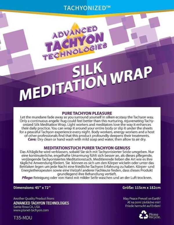 Tachyonized Meditation Wrap - Yoga Scarf/Shawl - 100% Silk - Healing and Harmonizing Energy Product