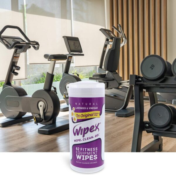 Wipex The Original Natural Fitness Equipment Wipes for Personal Use, Lavender and Vinegar, 3 Canisters of 186 Wipes