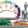 Meditation Accessories, Zen Spiritual Decor, 7 Chakra Crystal Tree Healing Stones and Yoga Statues, for Living Room, Office, Shelves, Mantle Decor, Birthday Gifts for Women
