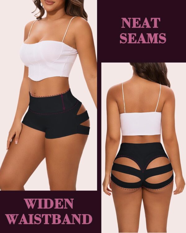 Scrunch Booty Shorts for Women V Back High Waisted Yoga Shorts Cut Out Rave Bottoms Butt Lifting Short Mini Hot Pants