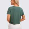 CRZ YOGA Women's Pima Cotton Workout Short Sleeve Shirts Loose Athletic Crop Tops Gym Casual Cropped T-Shirt