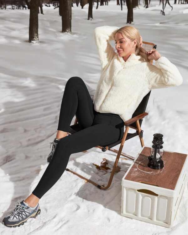 Ewedoos Womens Fleece Lined Leggings Water-Resistant Thermal Winter Fleece Leggings for Women with Pockets Ski Hiking