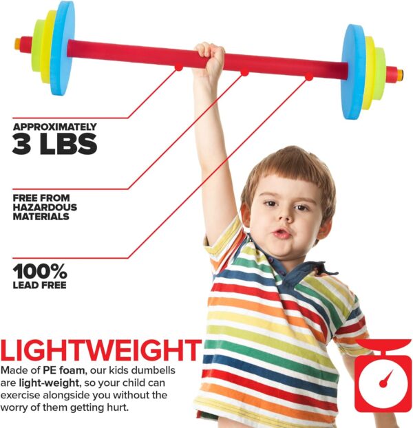 Modern Innovations Kids Barbell Weight Set, Toy Workout Equipment, Kid Weights for Exercise, Toddler Fun & Fitness (Colorful)…