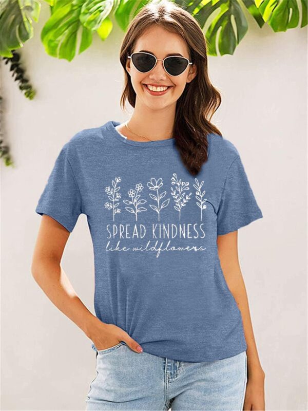 71QnRb1KCfL._AC_SL1500_.jpg Spread Kindness Like Flower T-Shirt for Women Cute Flower Graphic Shirt Casual Positive Inspirational Short Sleeve Tee Top