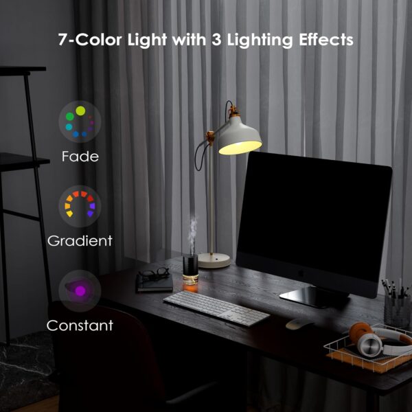 Waterless Diffuser Essential Oil 100mL Capacity Scent Air Machine for Home Aromatherapy Nebulizer Premium Metal Battery Operated 3 Mist Settings Timers Color Light AN3 Black