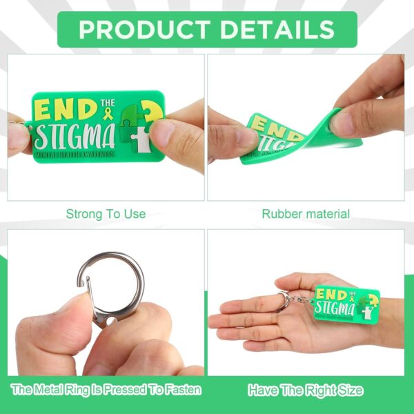 Yinkin End the Stigma Mental Health Awareness Key Chains Inspirational Gifts Green Ribbon Jewelry for Men Women Support