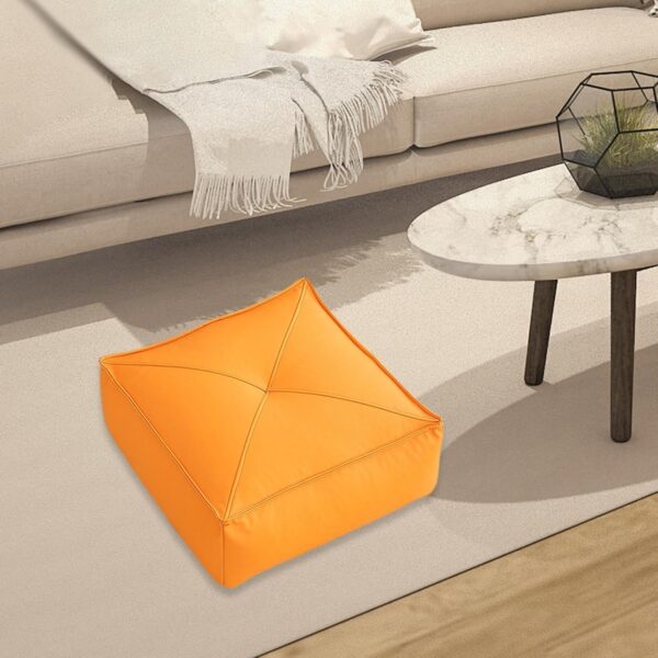 Tatami Cushions Outdoor Patio Cushion, Artificial Leather, Floor Pillow Floor Seating Cushion for Dining Room Office Balcony, Orange, 50cmx50cmx15cm