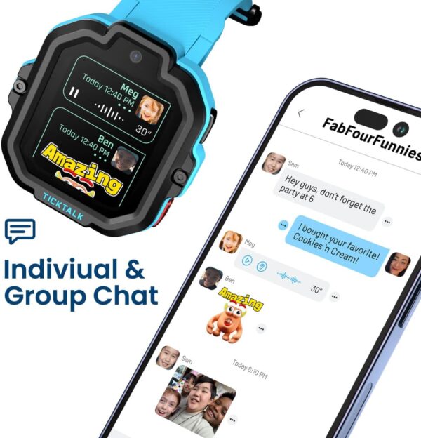TickTalk5 LTE Kids Smart Watch with GPS Tracker, Phone Watch, Advanced Parental Controls, Video & Voice Calls, Text, School Mode, Free Music, SOS & 911, Safety Alerts, Pre-Installed SIM