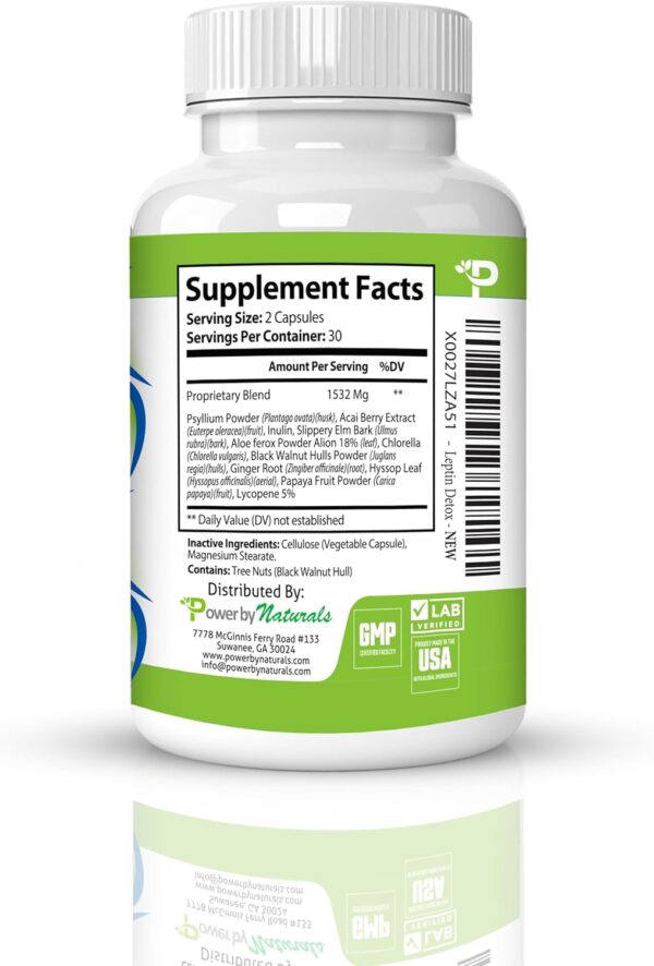 Power By Naturals Leptin Detox & Leptin Burn Supplements | Natural Weight Loss, Appetite Suppressant, Metabolism Booster & Digestive Support | Thermogenic Fat Burner | 60 Count