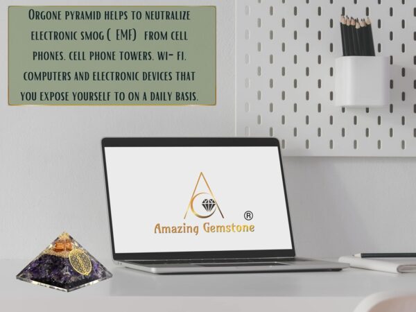 Large Orgone Pyramid | Amethyst Pyramid Crystal | Chakra Flower of Life Orgonite Pyramid | Organ Pyramids Positive Energy Healing