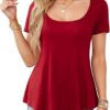 Amoretu Womens Scoop Neck Tshirt Short Sleeve Shirts Swing Tunic Tops Loose Fit