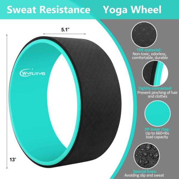 Yoga Wheel Set (11-in-1),Yoga Wheel Back Wheel for Back Pain, Yoga Blocks 2 Pack with Strap, Resistance Bands,Yoga Wheel Bag, Jump Rope, Perfect Yoga Accessory for Stretching and Improving Backbends