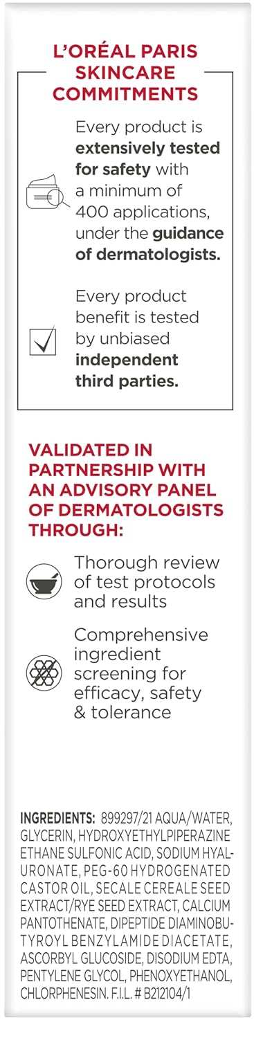 L'Oreal Paris Revitalift 1.5% Pure Hyaluronic Acid Face Serum, Hydrate & Reduce Wrinkles, Fragrance Free 1 oz