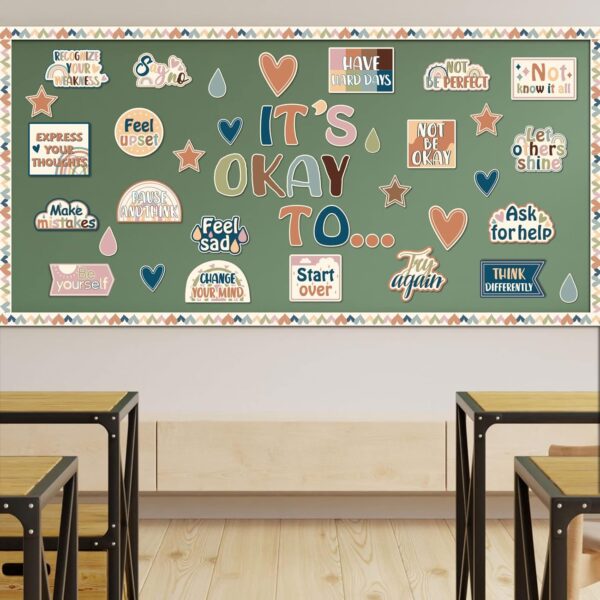 Mental Health Posters It's Okay to Boho Bulletin Board Set Therapy Offices Decor Inspirational Positive Affirmations Accents Psychology Wall Art for School Office Home Classroom Decoration Supply
