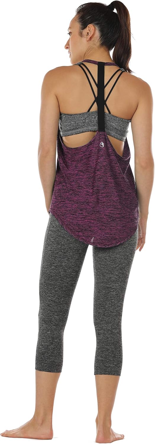 icyzone Workout Tank Tops for Women - Athletic Yoga Tops, T-Back Running Tank Top