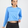 Real Essentials 5 Pack: Women's Dry Fit Crop Top - Long Sleeve Crew Neck Stretch Athletic Tee (Available in Plus Size)