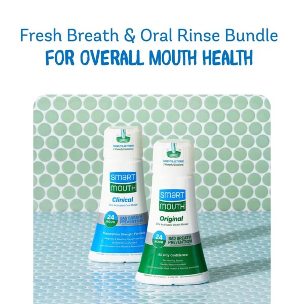 SmartMouth DDS Activated Clinical Mouthwash & Original Activated Mouthwash - for Fresh Breath - Clean Mint Flavor (Clinical) & Fresh Mint Flavor (Original), 16 fl oz Each