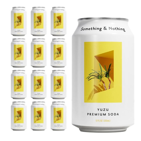 Something & Nothing Flavoured Sparkling Water - Lightly Carbonated, Full Flavoured with Added Grape & Lemon Juice | Vegan & Low Calorie Soda | 350ml Cans, Pack of 12 (Yuzu)
