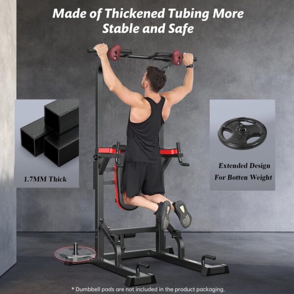 Pooboo Power Tower Dip Station, Pull Up Bar Stand for Fitness Home Gym Workout, Pull Up Dip Station, Multi-Function Power Tower Pull Up Bar,Adjustable Strength Training Fitness Equipment