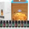 Himalayan Pink Salt Diffuser & 10 Essential Oils – 2-in-1 Therapeutic Device - Aromatherapy & Ionic Himalayan Salt Therapy – 400ml Ultrasonic Vaporizer and Ionizer with Ambient Glow (Light)