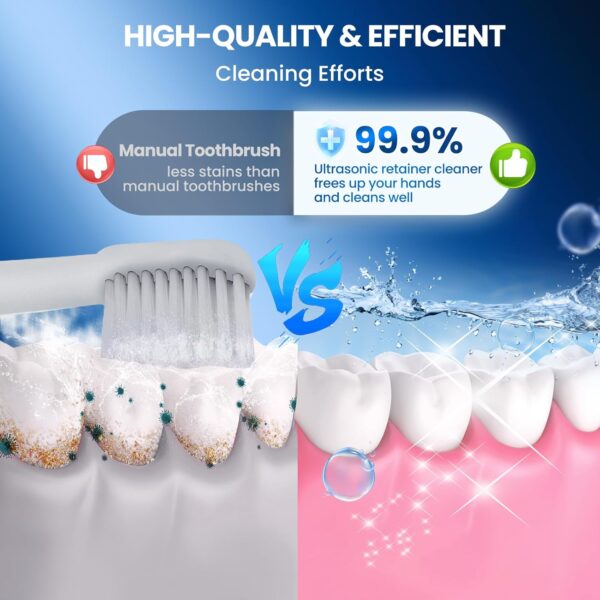 Ultrasonic Retainer Cleaner, 45kHz Retainer Cleaner Machine with 4 Modes Digital Timer, 200ML Denture Cleaner with Mouth Guards, Braces, Toothbrush Heads, Jewelry
