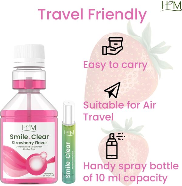 HM -Smile Clear Concentrated Alcohol Free Mouthwash (Mixed (Lime, Spearmint, Strawberry), Pack of 3 (3x2Fl Oz)) Advanced Dental Care-Smart Ingredients,for Bad Breath, whitening Teeth,Healthy Gums