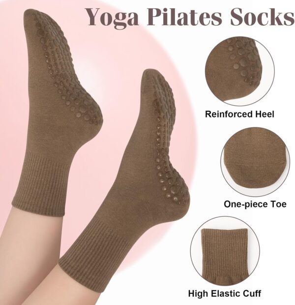 YSense Thin Pilates Grip Socks for Women Non Slip, Yoga Barre Socks Grippy Socks for Pilates, Dance, Ballet, Barre, Hospital