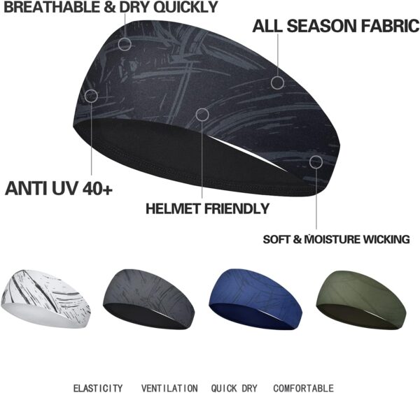 Mens Running Headband,5Pack,Mens Sweatband Sports Headband for Running,Cycling,Basketball,Yoga,Fitness Workout Stretchy Unisex Hairband
