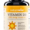 NatureWise Vitamin D3 5000iu (125 mcg) 200-Day Supply for Immune Support, Healthy Muscle Function, and Bone Health - Non-GMO, Gluten Free in Organic Extra Virgin Olive Oil, (Mini Softgel), 200 Count