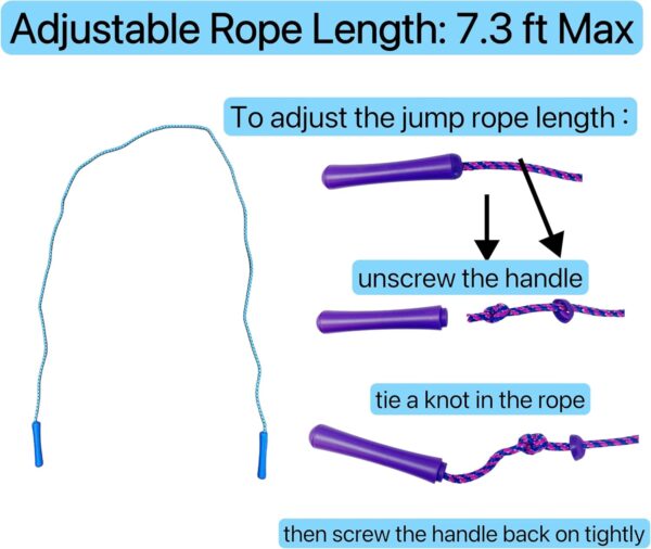 71Rrjfc64BL._AC_SL1500_.jpg GiftExpress Adjustable Size Colorful Jump Rope for Kids and Teens - Outdoor Indoor Fun Games Skipping Rope Exercise Fitness Activity and Party Favor - Assorted Colors Pack of (6)