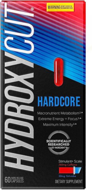 Hydroxycut Hardcore - 60 Rapid-Release Capsules - Thermogenic Calorie Burn, Extreme Energy + Focus, Maximum Intensity - for Women & Men