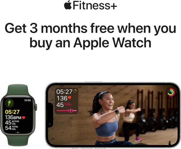 Apple Watch Series 7 [GPS + Cellular 45mm] Smart Watch w/Green Aluminum Case with Clover Sport Band. Fitness Tracker, Blood Oxygen & ECG Apps, Always-On Retina Display, Water Resistant