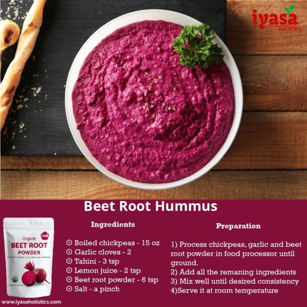 Iyasa Organic Beet Root Powder, Plant Based, Vegan, Gluten-Free, Beetroot Superfood, Nitric Oxide Boost, Pre Post Workout Supplement, Baking and Cooking 1 lb 16 oz 453 gm