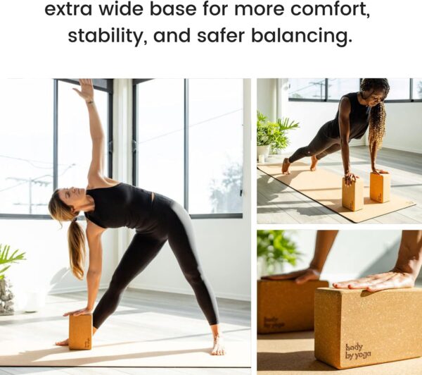 Luxury Cork Yoga Block Set - Extra Large Yoga Blocks with Performance Grade Portuguese Cork | High Density, Non-Slip Support for Safer Balancing | 2 Pack | Extra Long Yoga Strap Included