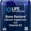 Life Extension Bone Restore + Vitamin K2 Vitamins & Minerals Maintain Bone Health & Strength - Fortifying Nutrients Calcium, D3 & Important Bone Building Minerals - Non-GMO, Gluten-Free -120 Capsules