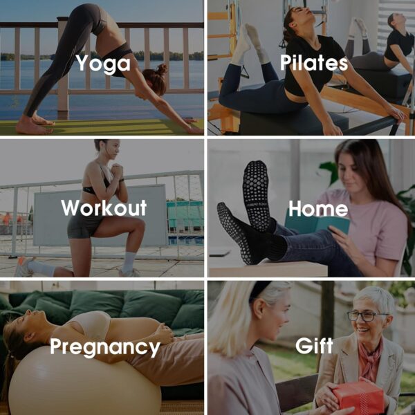 Purplepig 3 Pairs Grip Pilates Socks Non-Slip Yoga Socks for Women Pilates, Pure Barre, Barefoot Workout, Pregnancy, Hospital