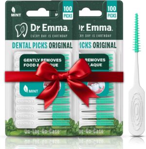 Original Dental Picks Mint Soft Rubberized Tooth Picks Easy to Use Brush Picks 100Ct/Pack, 2 Packs (200Ct)