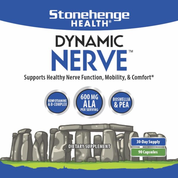 Stonehenge Health Dynamic Nerve Supplement - Supports Nerve Function in Fingers, Toes, Hands, and Feet with Alpha Lipoic Acid ALA, Benfotiamine, Pea, Robust B Complex, Boswellia
