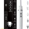Tooth Polisher, Rechargeable Tooth Whitening Kit for Teeth Cleaning and Whitening, with 3 Tooth Polish Paste and 5 Brush Heads, LED Light, Easy to Use at-Home Personal Dental Care Kit