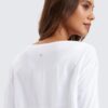 CRZ YOGA Pima Cotton Long Sleeve Workout Shirts for Women Loose Fit Athletic Yoga T-Shirts Casual Boat Neck Fall Tops