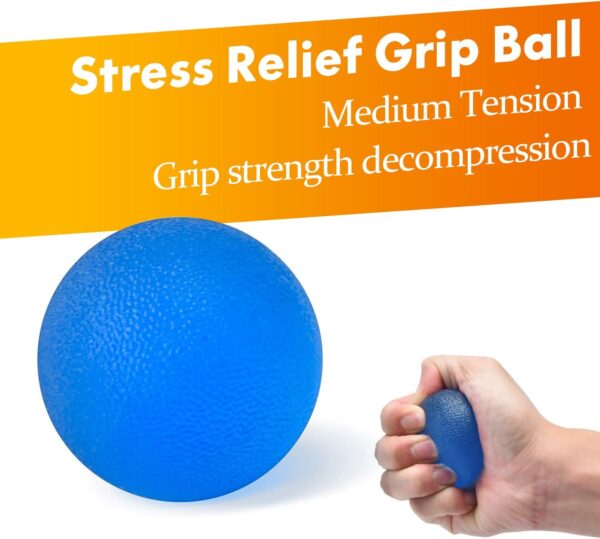 Grip Strength Trainer 7 Pack Adjustable, Finger Stretcher Resistance Extensor Bands, Finger Exerciser, Hand Gripper Strength Ring & Stress Ball
