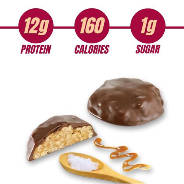 ProtiDIET Caramel and Sea Salt Collagen Crispy Bites - Gluten free, Low Sugar, No Trans Fat - Great On-The-Go High Protein Healthy Snacks for Adults with Essential Nutrients - 7 Protein Clusters Per Box