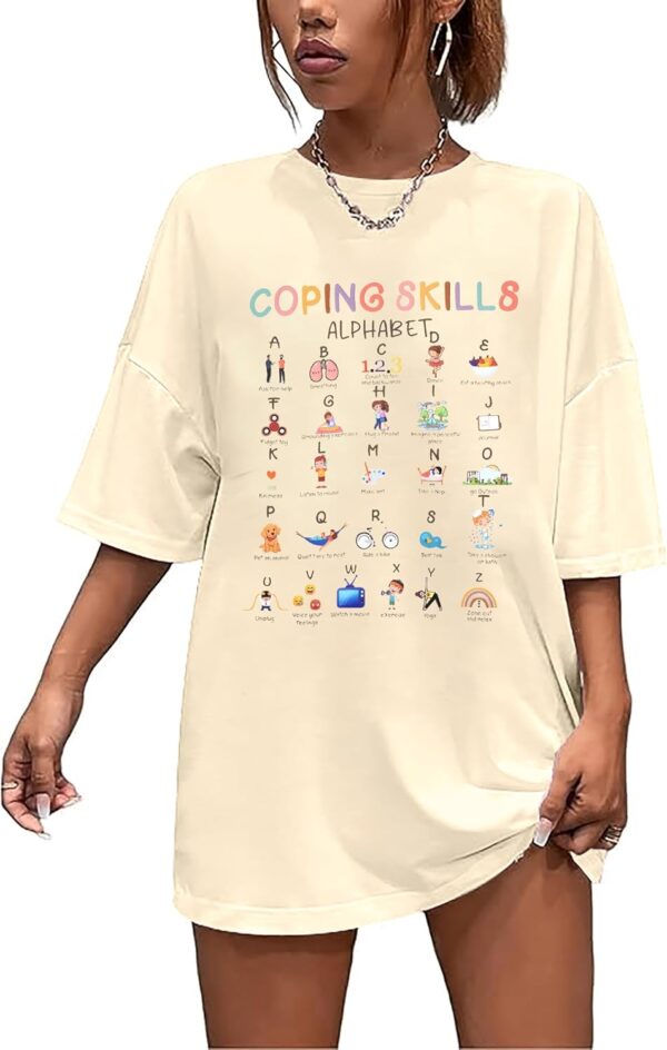 Teacher Shirts : Women Coping Skills Alphabet Shirt Mental Health Awareness Shirts Social Worker Appreciation Gifts